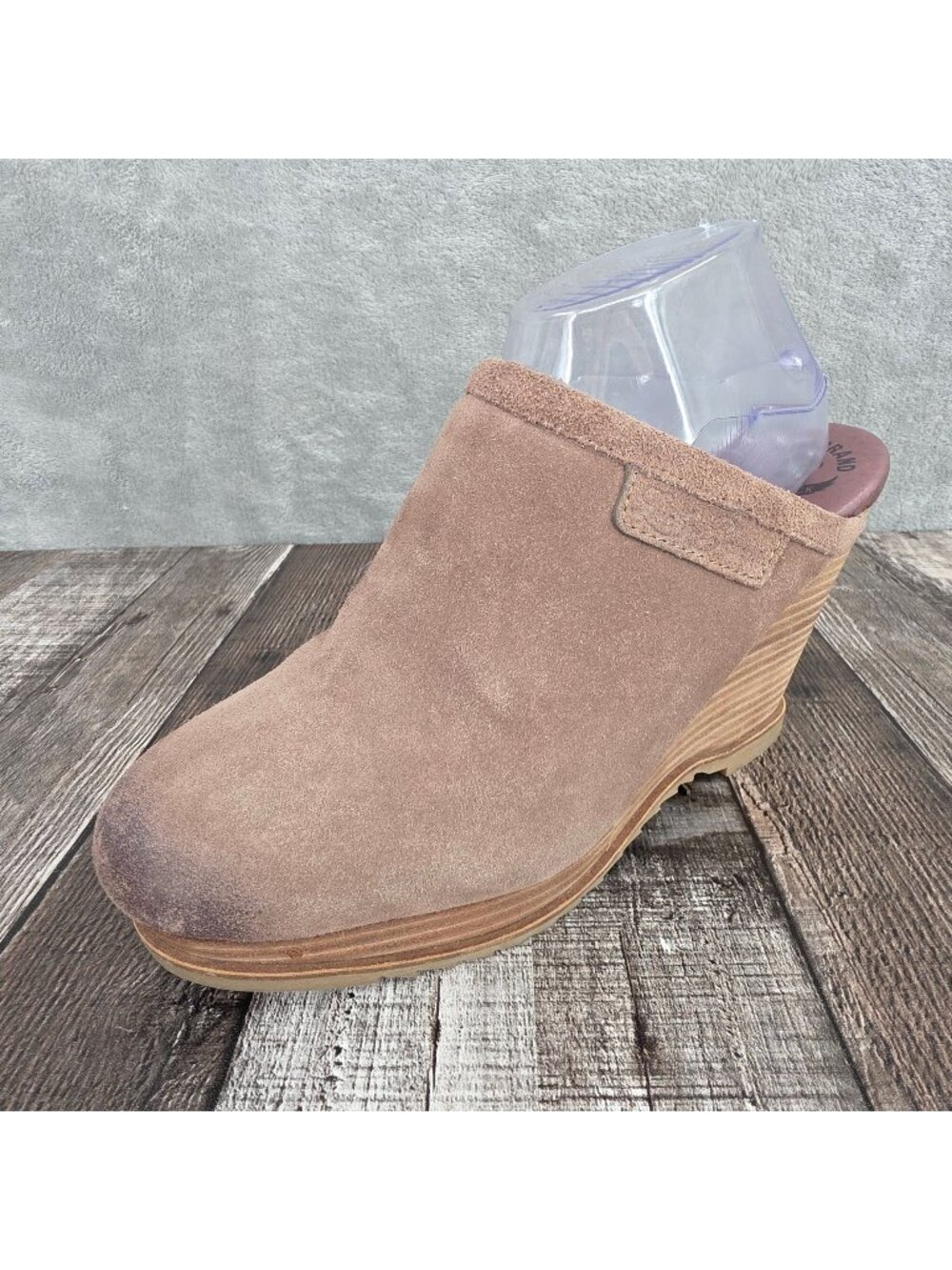 Lucky Brand Echo Mules Wedges 11 M Burnished Brown Suede Faux Fur Lined Lug Sole